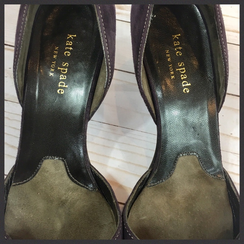Kate Spade Eggplant Suede Kitten Heel Pumps Sz 8 - Picture 6 of 8